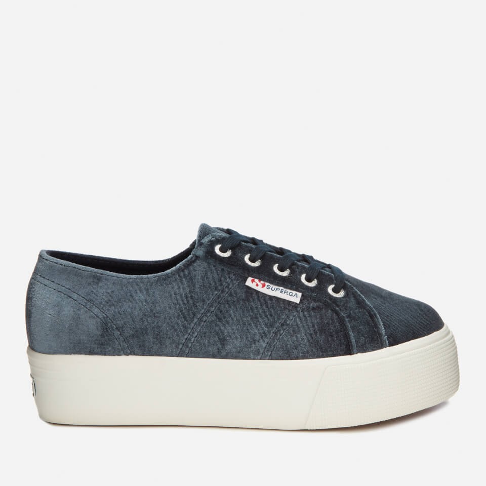 Superga Women s 2790 Velvet Chenille Flatform Trainers Grey Dark