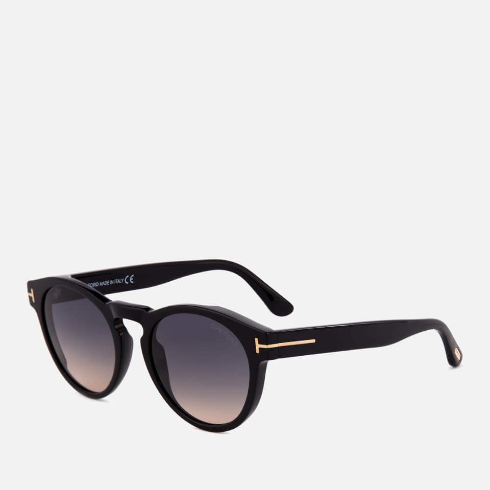 Tom Ford Men's Round Frame Sunglasses - Shiny Black/Gradient Smoke