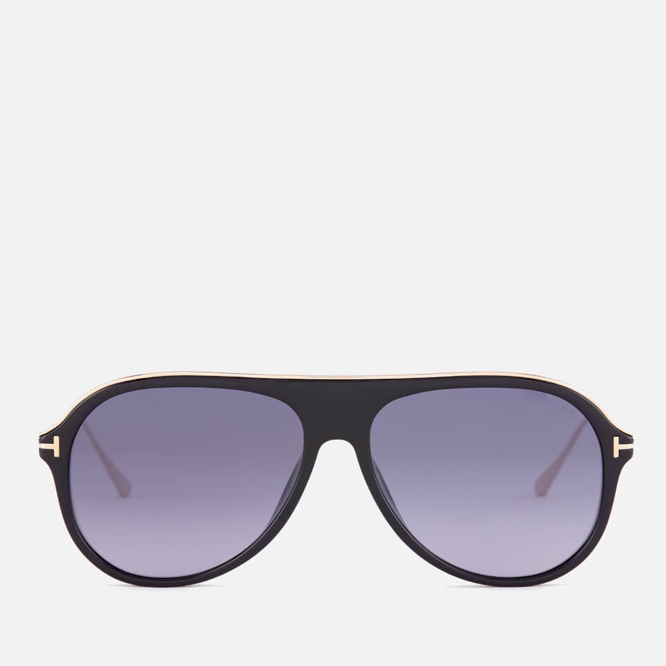 Tom Ford Men's Nicholai Aviator Sunglasses - Shiny Black/Smoke Mirror