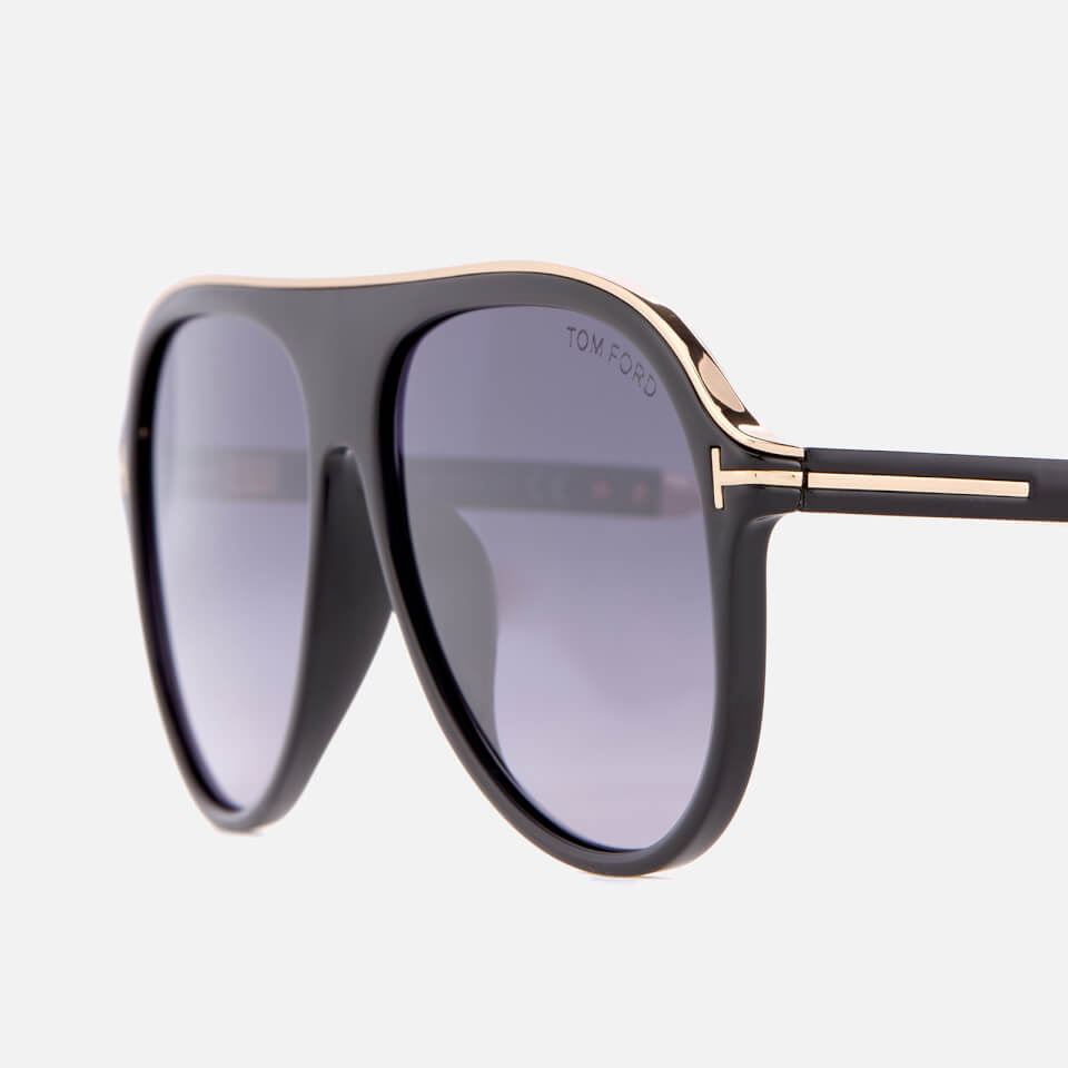 Tom Ford Men's Nicholai Aviator Sunglasses - Shiny Black/Smoke Mirror