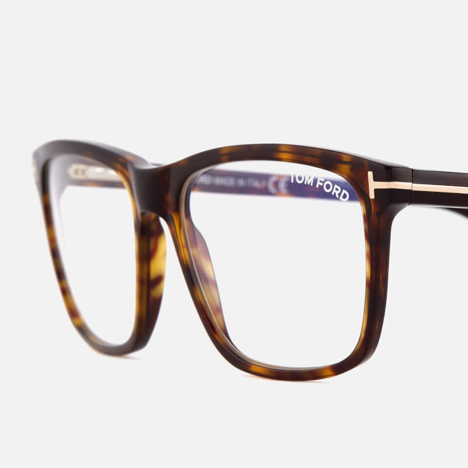Tom Ford Men's Blue Block Square Glasses - Dark Havana