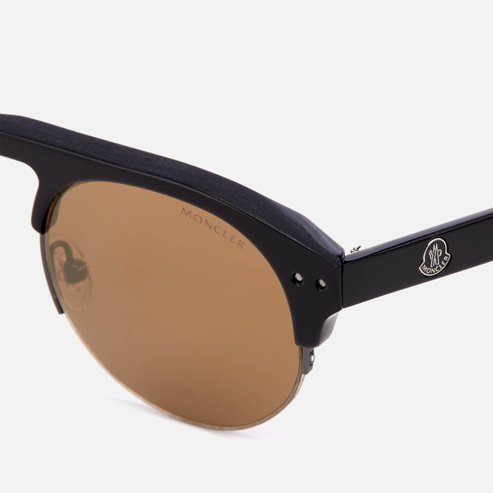 Moncler Men's Clubmaster Sunglasses - Shiny Black/Roviex Mirror