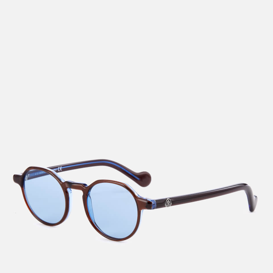Moncler Men's Round Frame Sunglasses - Dark Brown/Other/Blue