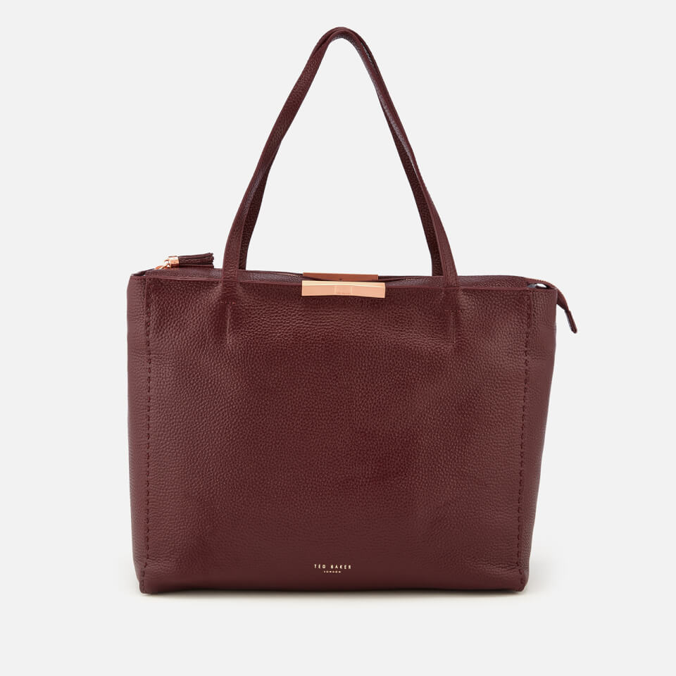 Bow detail sales leather shopper bag