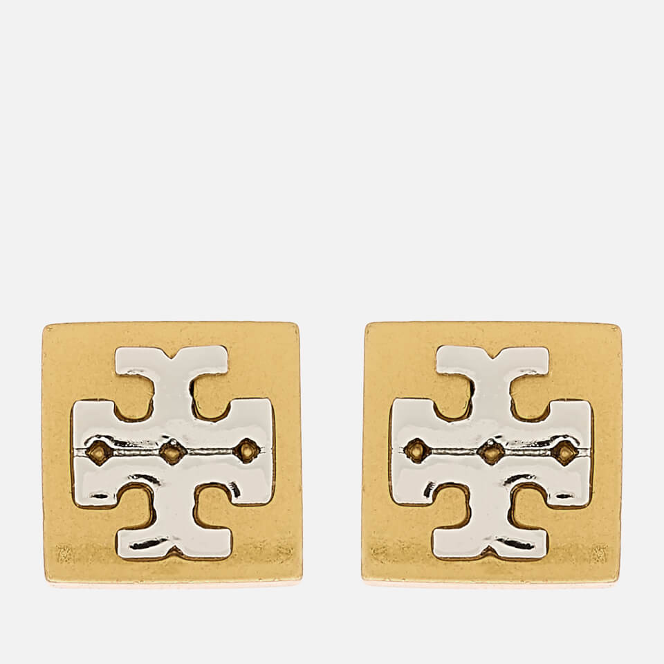 Tory Burch Women's Block-T Logo Stud Earrings - Tory Gold/Silver