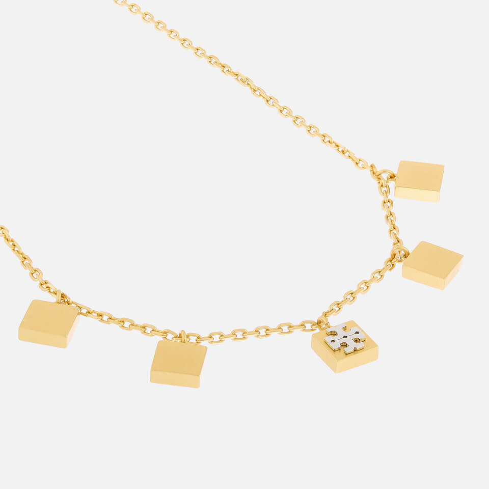 Tory Burch Women's Block-T Logo Charm Necklace - Tory Gold/Silver