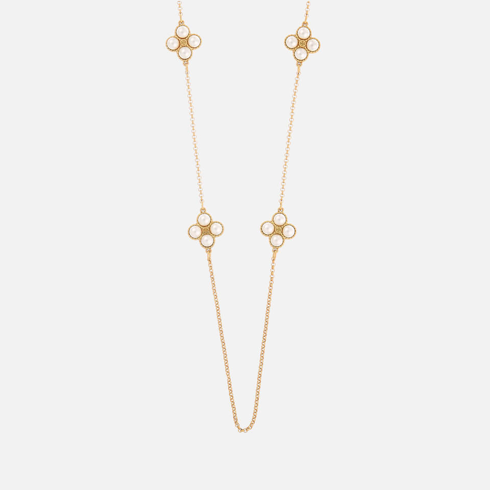 Tory Burch Women's Rope Clover Rosary Necklace - Cream/Tory Gold