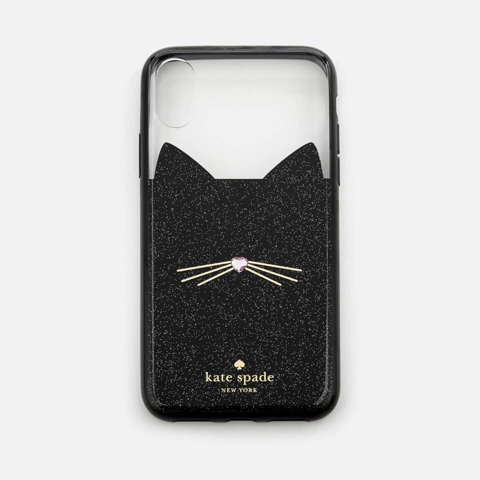 Kate Spade New York Women's Jewelled Glitter Cat Phone Cover - Black Multi