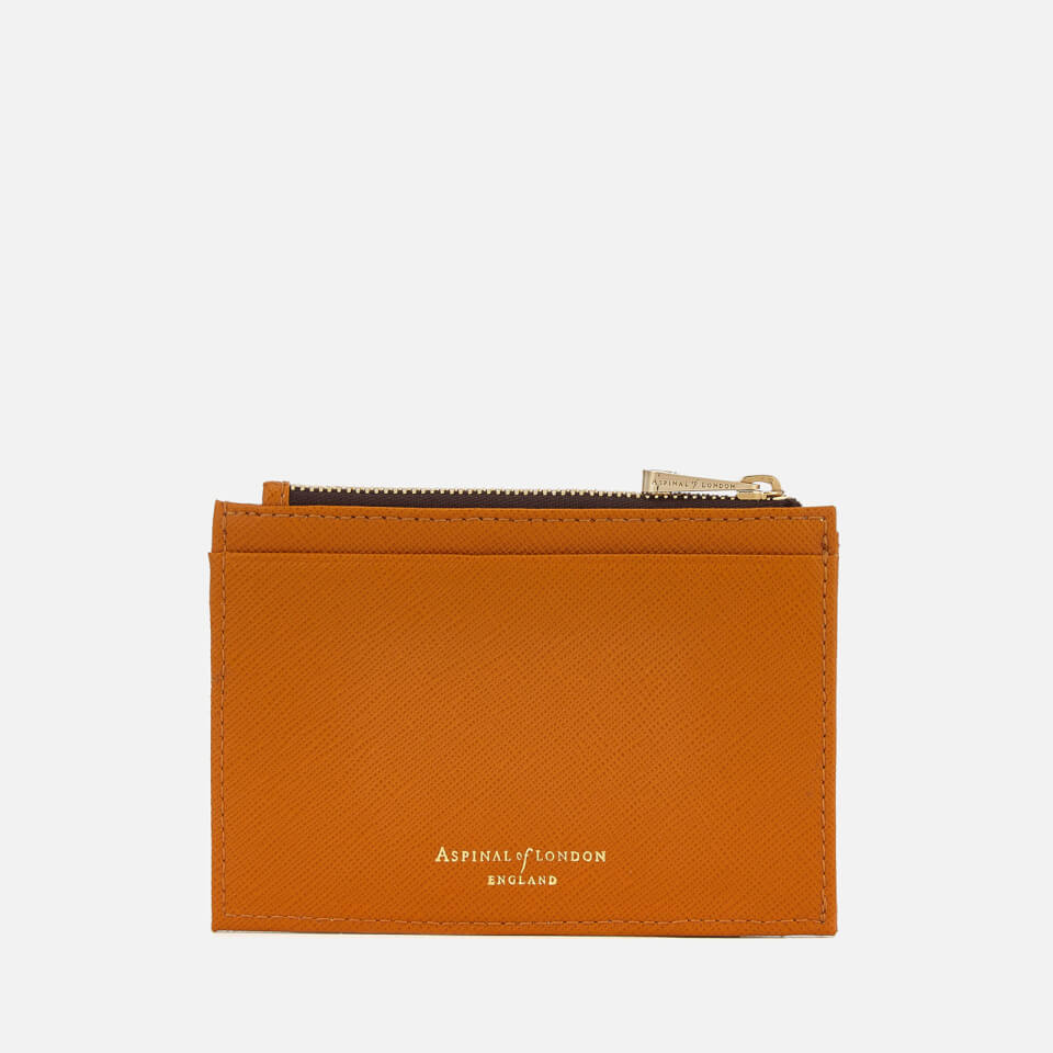 Aspinal of London Women's Double Sided Zip Card Holder - Mustard