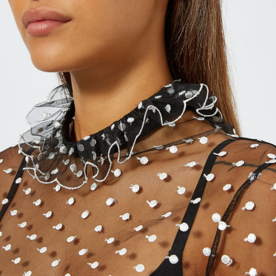 Philosophy di Lorenzo Serafini Women s Sheer Polka Dot Blouse Black Coggles