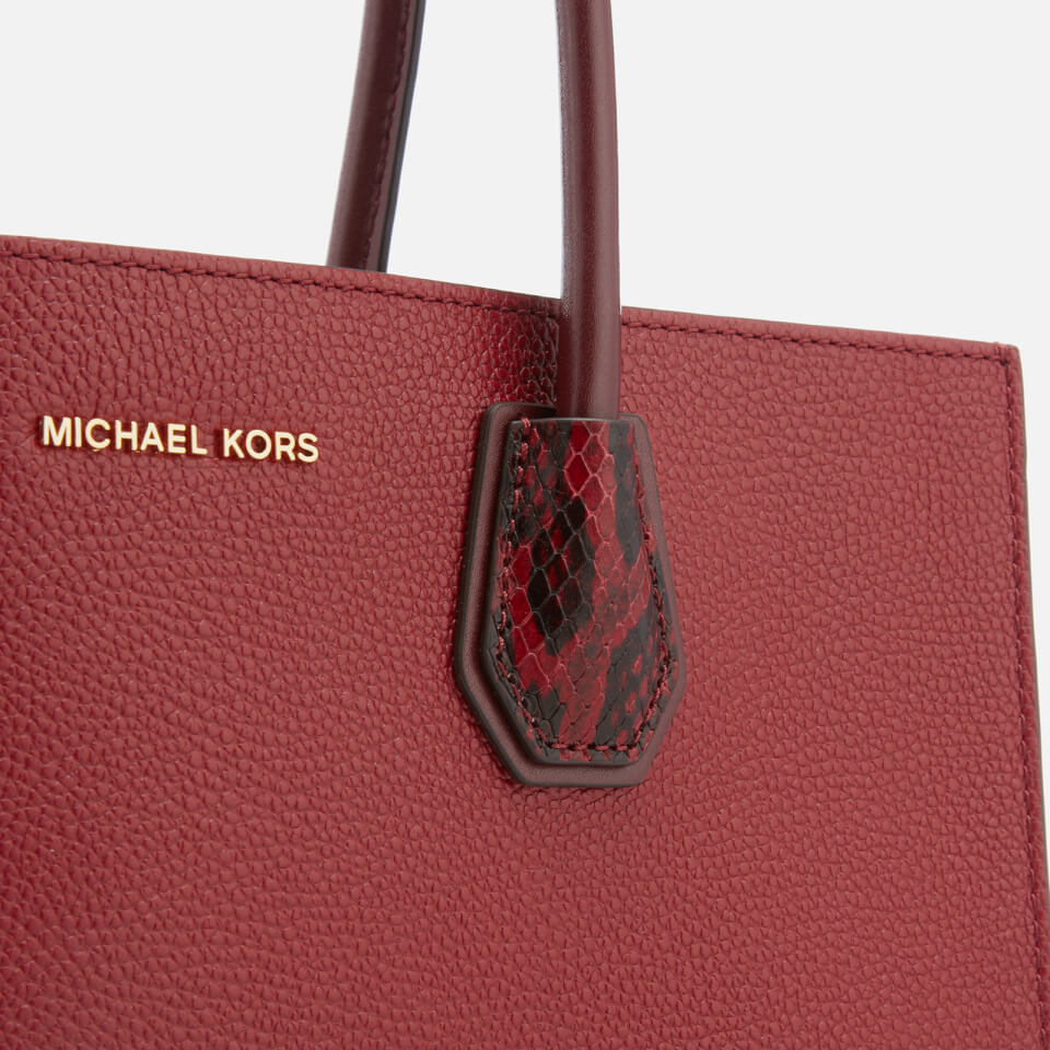 MICHAEL MICHAEL KORS Women's Mercer Large Convertible Tote Bag Lizard - Maroon/Oxblood