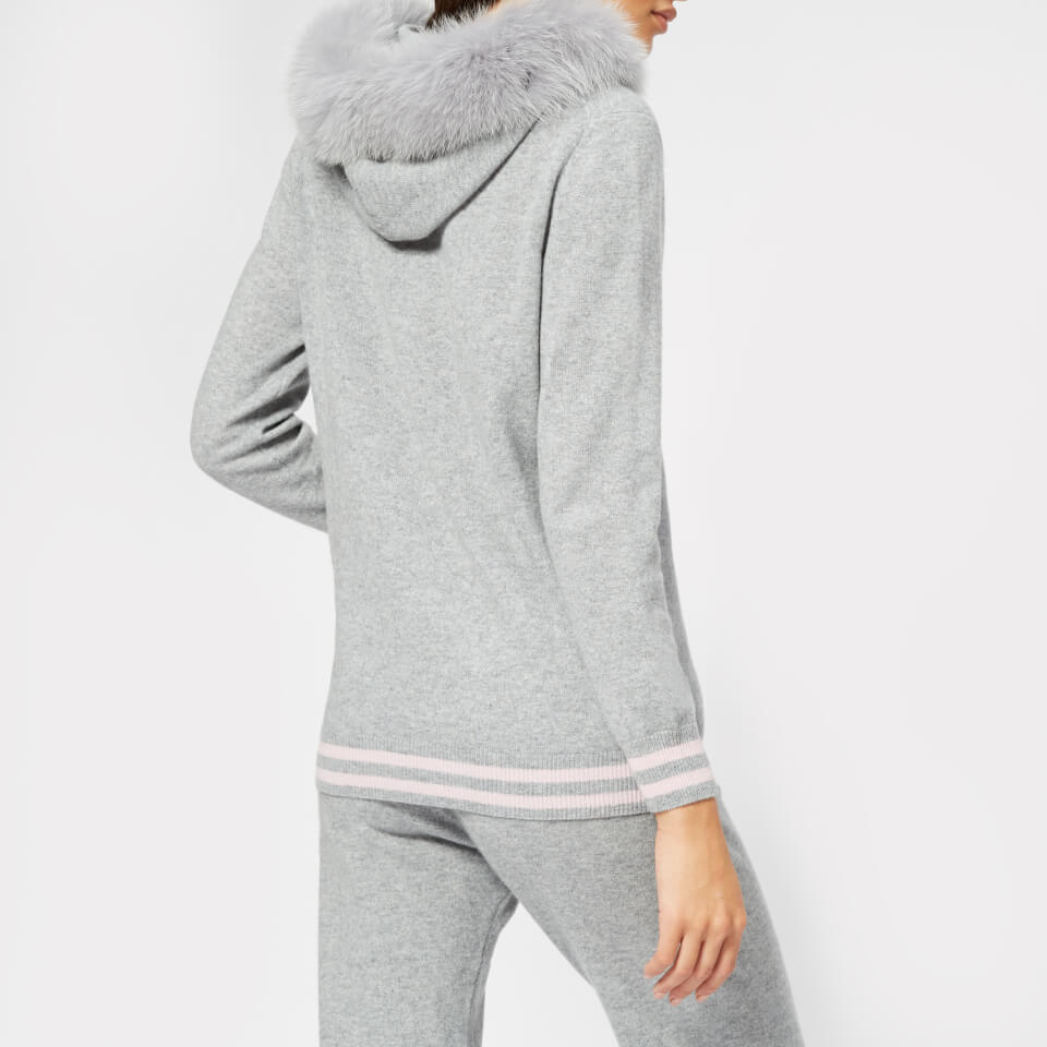 BKLYN Women's Cashmere Hooded Top - Light Grey/Baby Pink