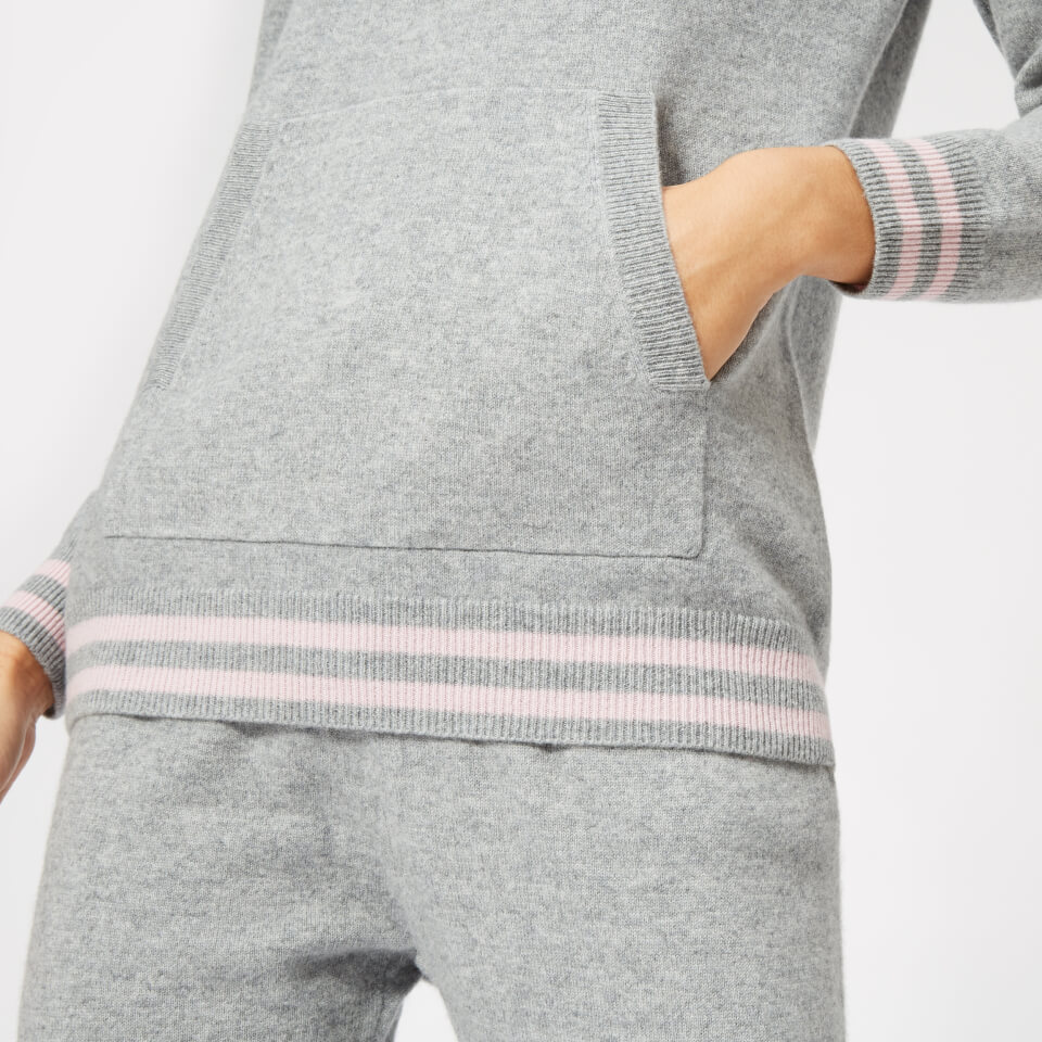 BKLYN Women's Cashmere Hooded Top - Light Grey/Baby Pink