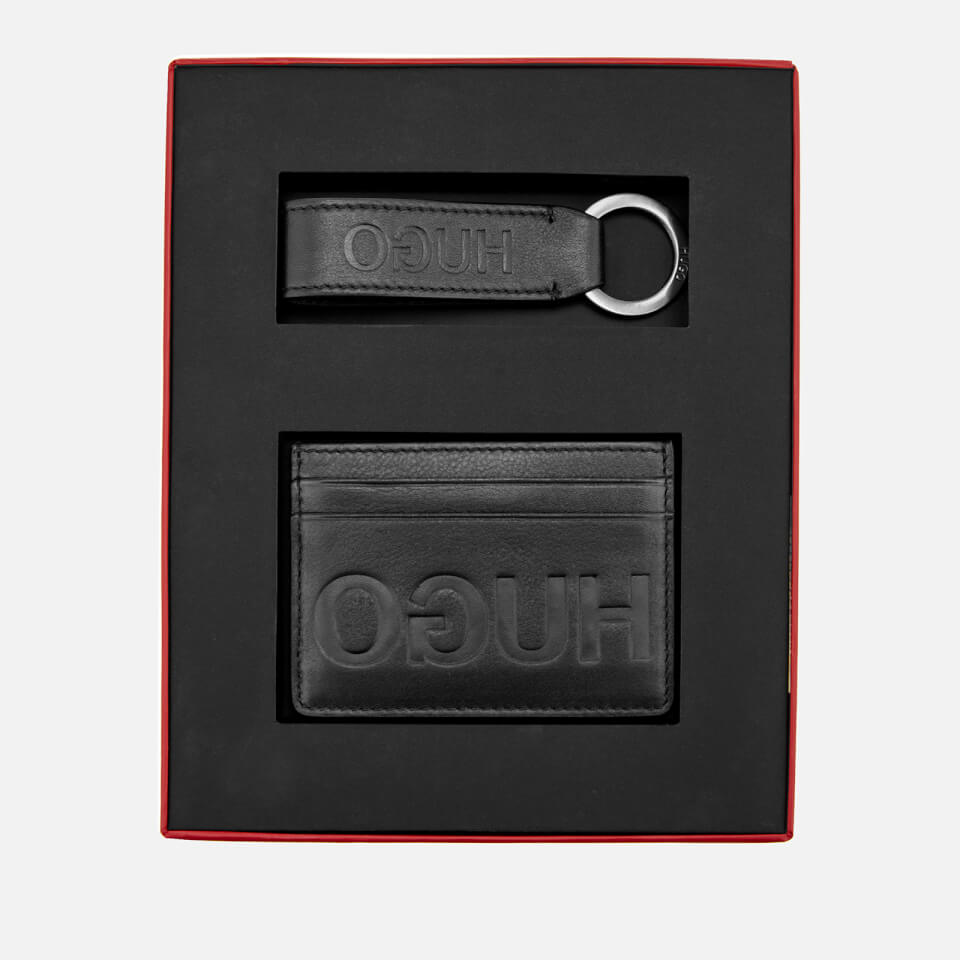 HUGO Men's Gift Box with Single Card Case and Leather Key Ring - Black