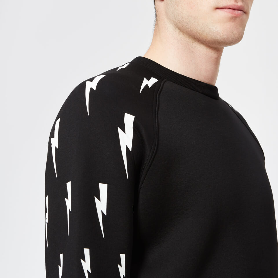 Neil Barrett Men's Lightning Bolt Raglan Sweatshirt - Black