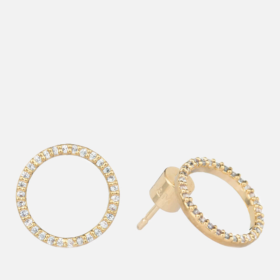 Astrid & Miyu Women's Tuxedo Circle Earrings - Gold