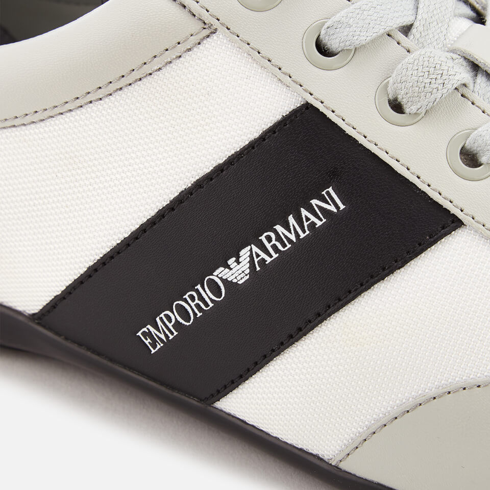 Emporio Armani Men s Zatch Leather Oxford Trainers Plaster Black White Allsole