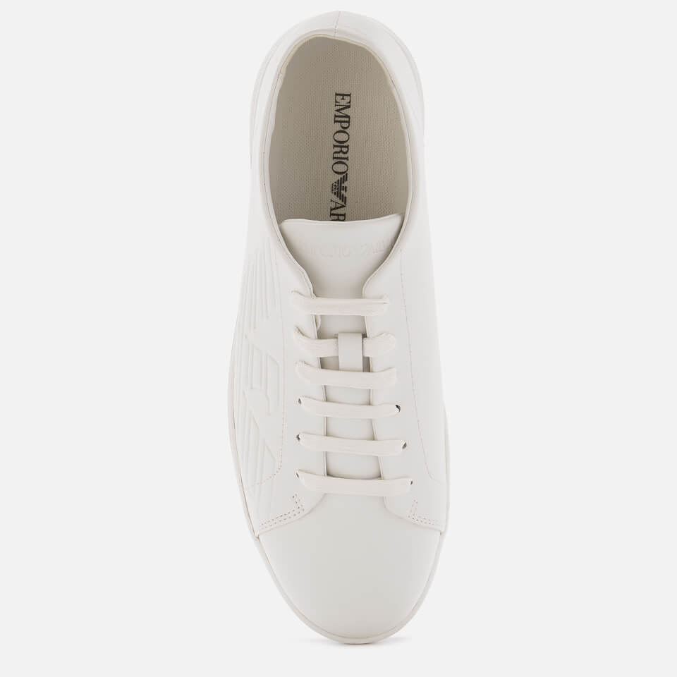 Emporio Armani Men s Stan Leather Low Top Trainers Optical White