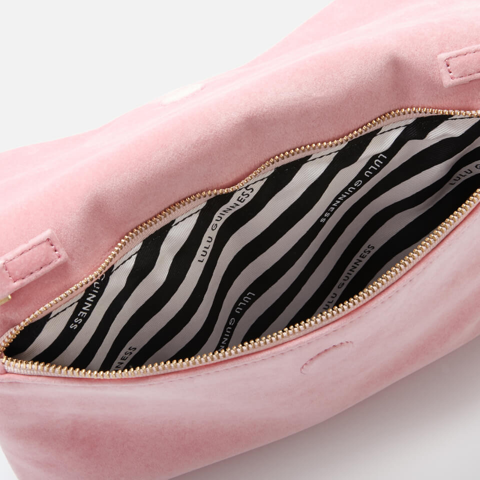 Lulu Guinness Women's Half Covered Lip Velvet Issy Clutch Bag - Dusky Pink