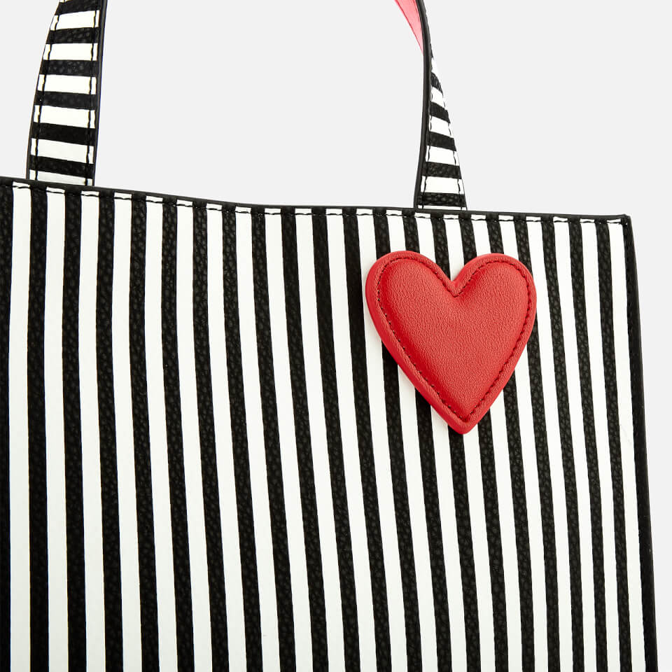 Lulu Guinness Women's Stripe Hearts and Lips Davina Tote Bag - Black/Chalk