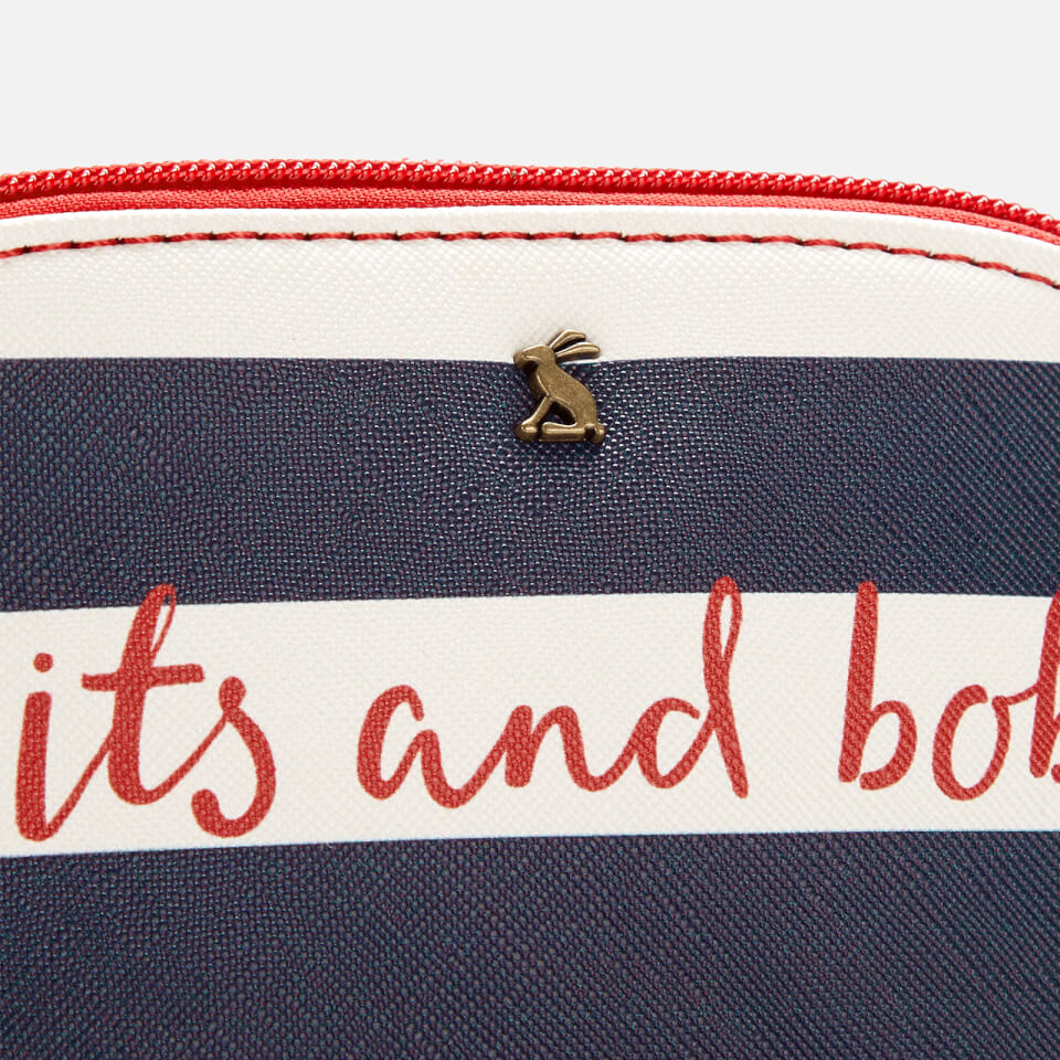Joules Women's Short Haul Make Up Bag - Navy Stripe Text
