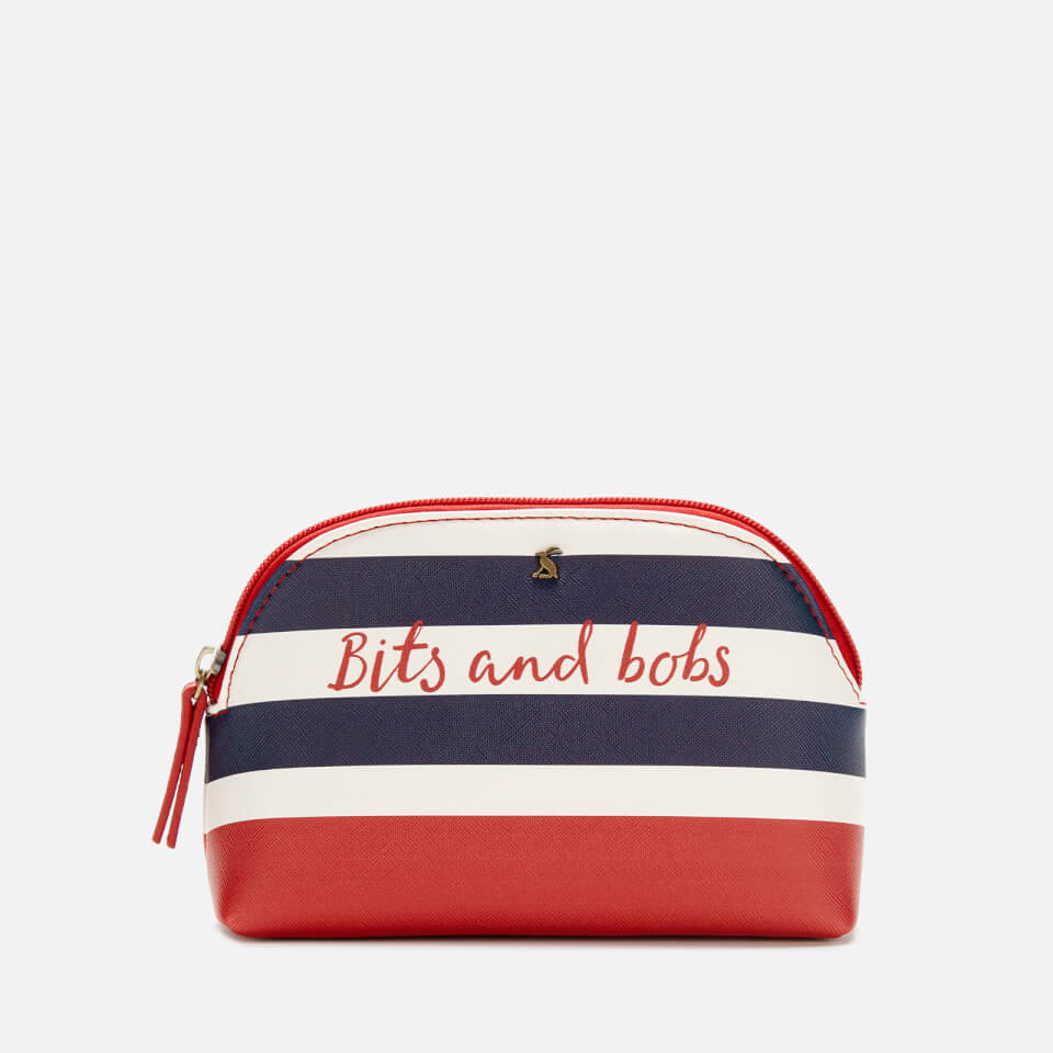 Joules Women's Short Haul Make Up Bag - Navy Stripe Text