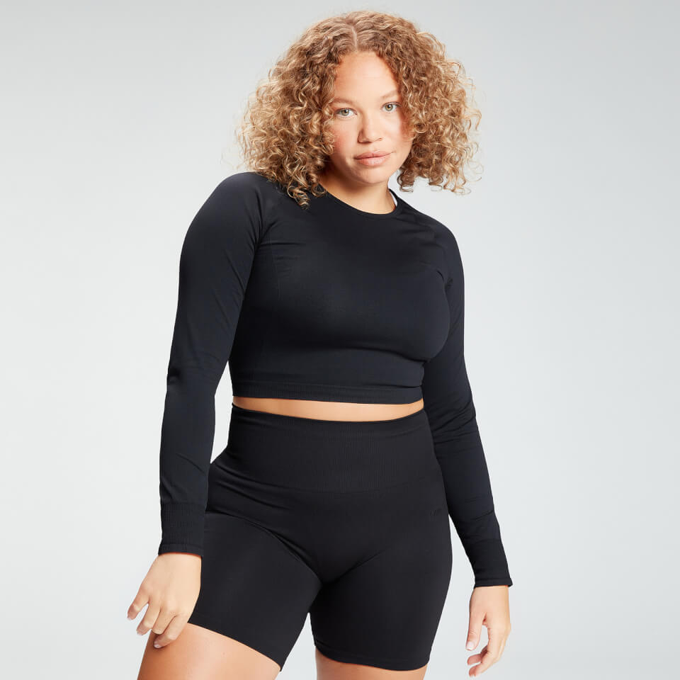 Buy Women's Long-Sleeve Gym Crop Top | Black | MYPROTEIN™