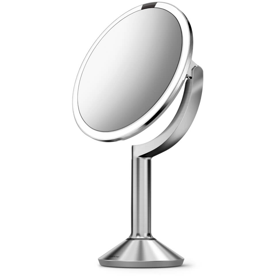 simplehuman Rechargeable Trio Sensor Mirror with Touch Control Brightness - Brushed Stainless Steel 20cm
