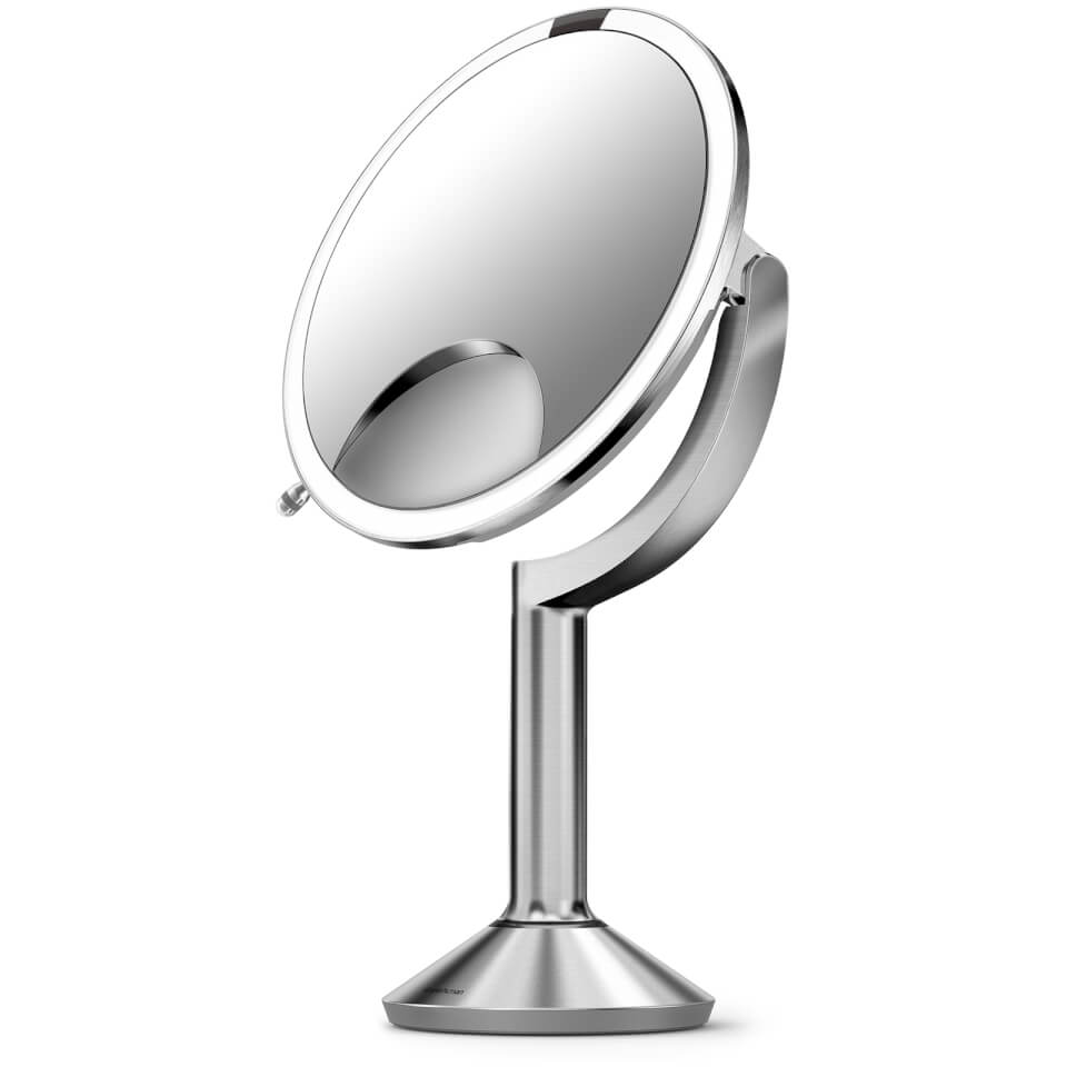 simplehuman Rechargeable Trio Sensor Mirror with Touch Control Brightness - Brushed Stainless Steel 20cm