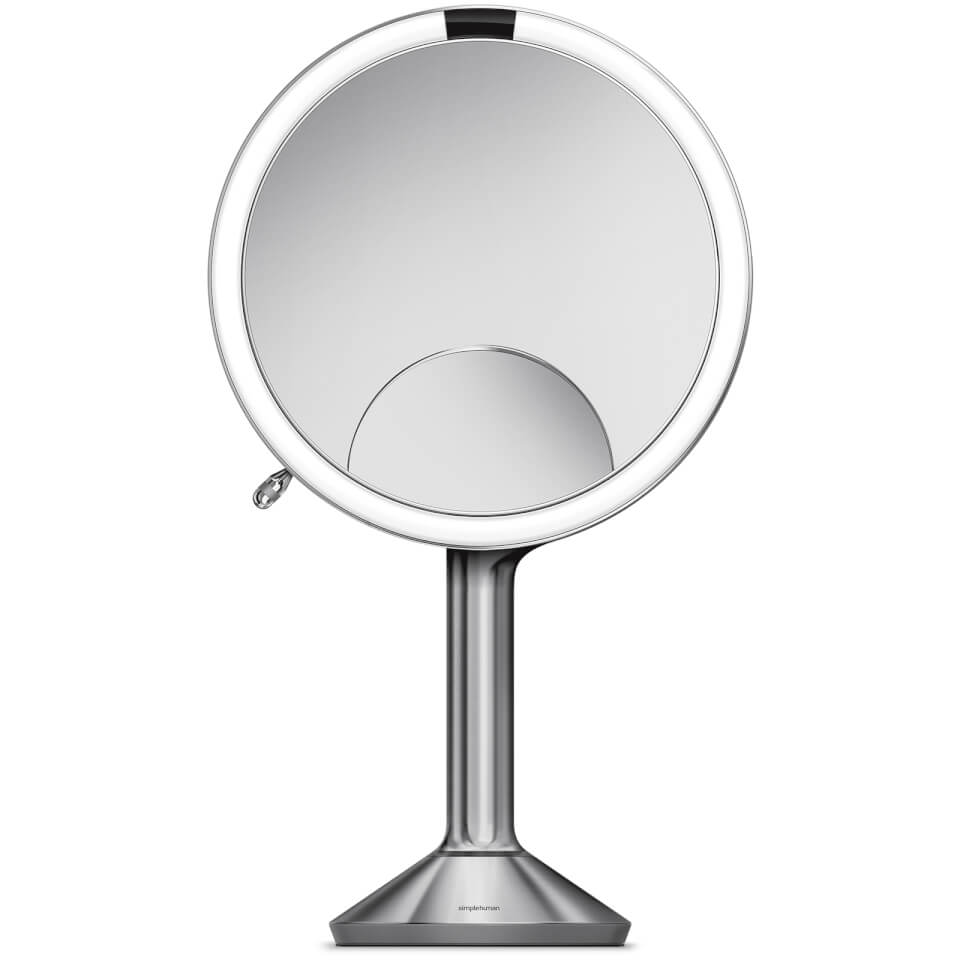 simplehuman Rechargeable Trio Sensor Mirror with Touch Control Brightness - Brushed Stainless Steel 20cm