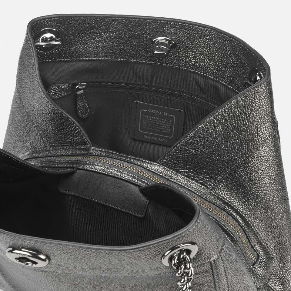 Coach Women's Metallic Leather Turnlock Edie Shoulder Bag - Metallic Graphite