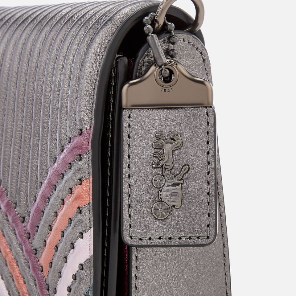 Coach Women's Dinky Bag with Colorblock Deco Quilting and Rivets - Metallic Graphite Multi