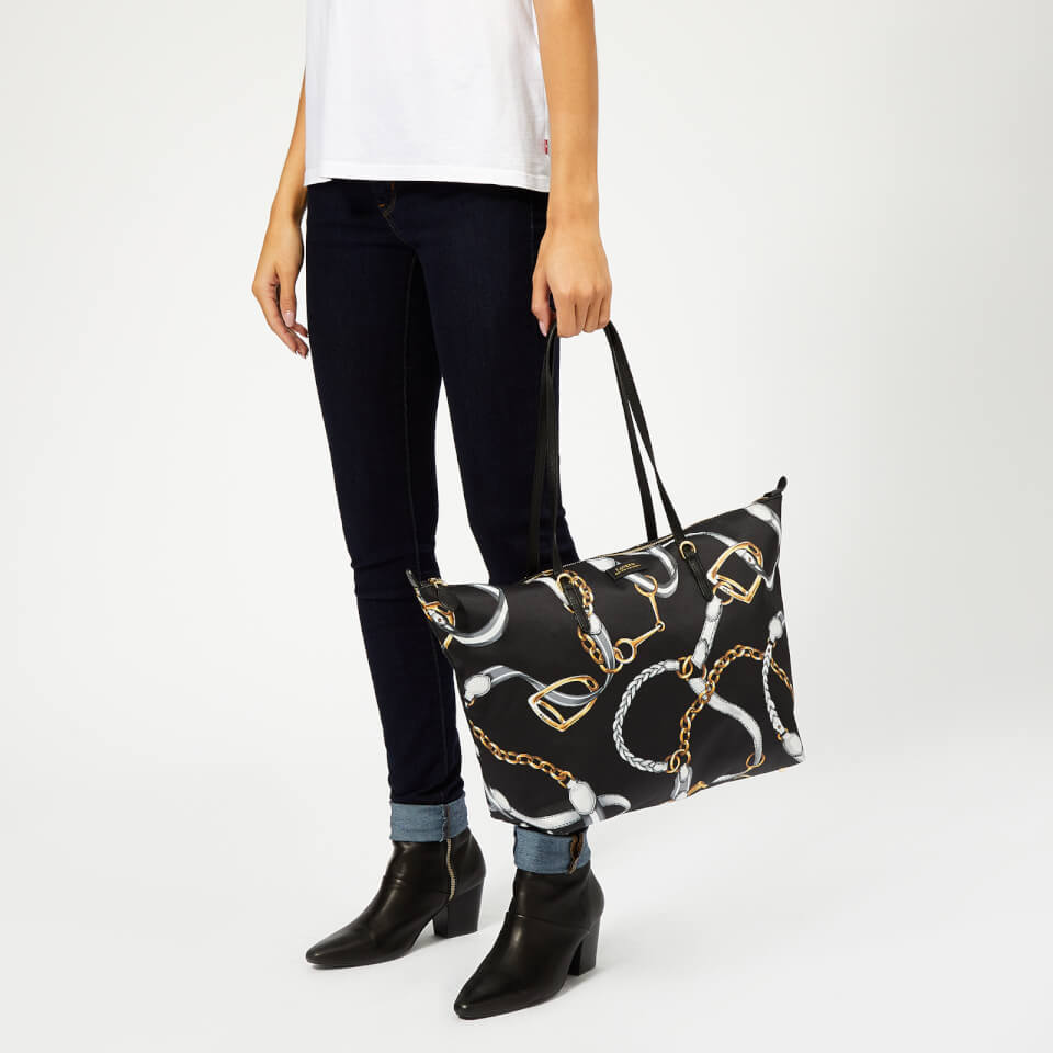 Lauren Ralph Lauren Women's Chadwick Medium Tote Bag - Black Sig Belting Print