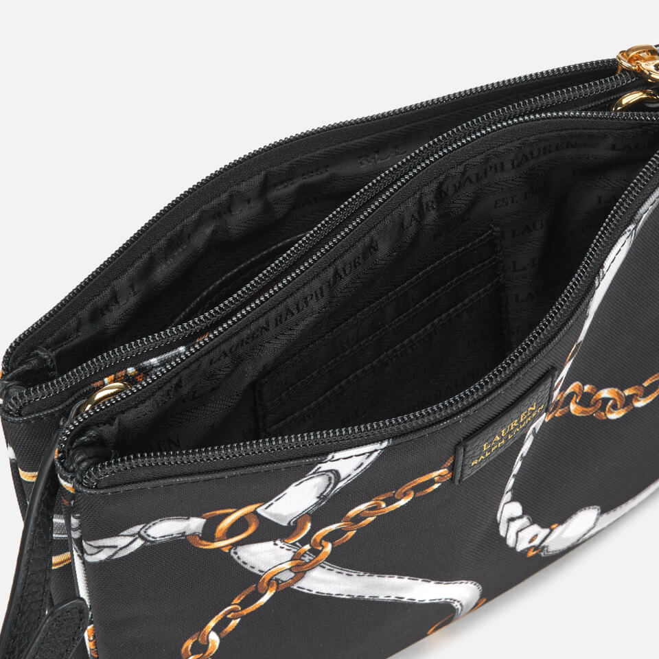 Lauren Ralph Lauren Women's Chadwick Double Zip Medium Cross Body Bag - Black Sig Belting Print