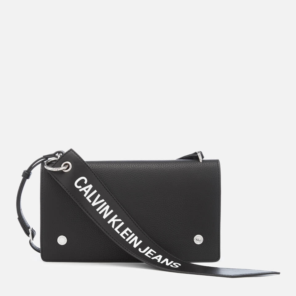 Calvin Klein Women's Logo Banner Cross Body Flap Bag - Black
