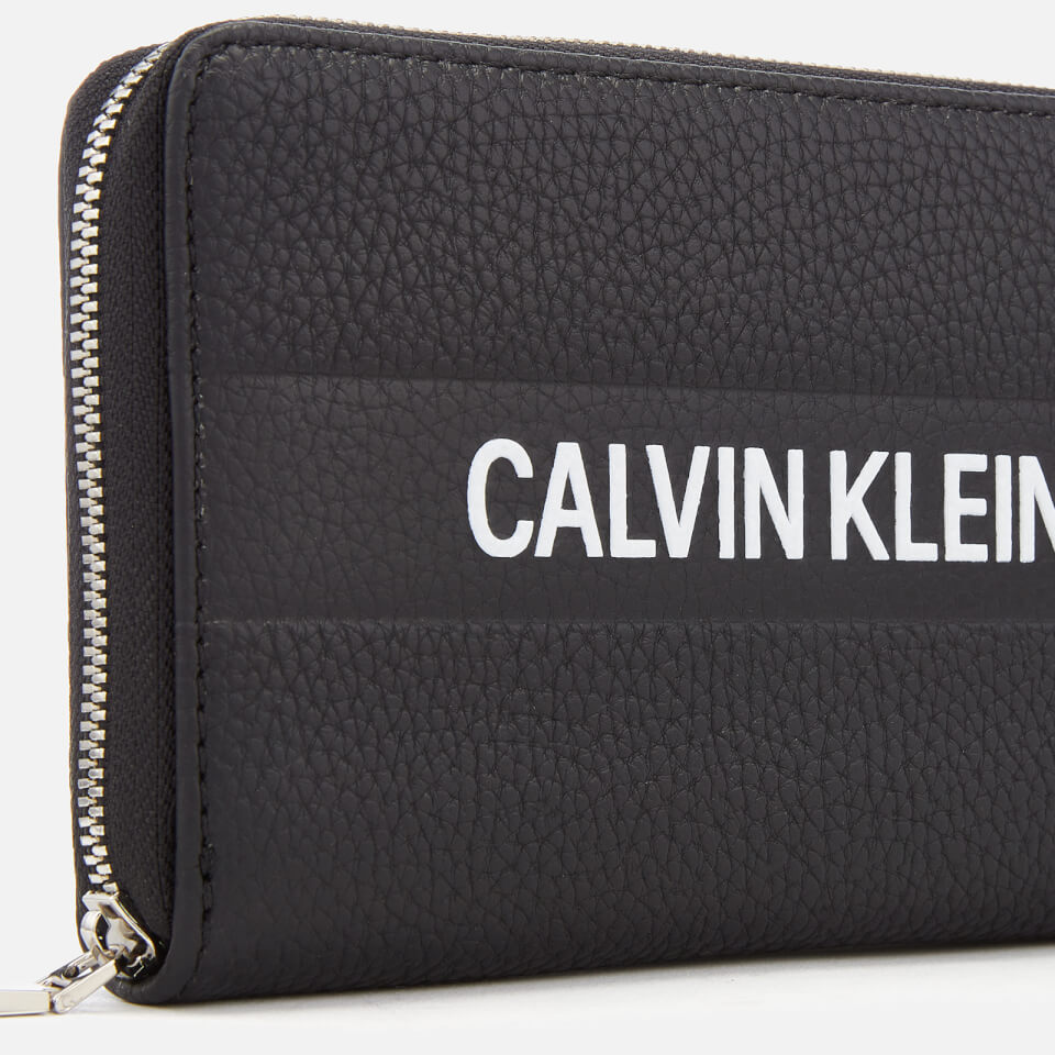 Calvin Klein Women's Logo Banner Large Zip Around Wallet - Black