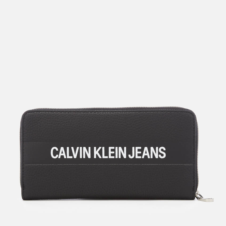 Calvin Klein Women's Logo Banner Large Zip Around Wallet - Black