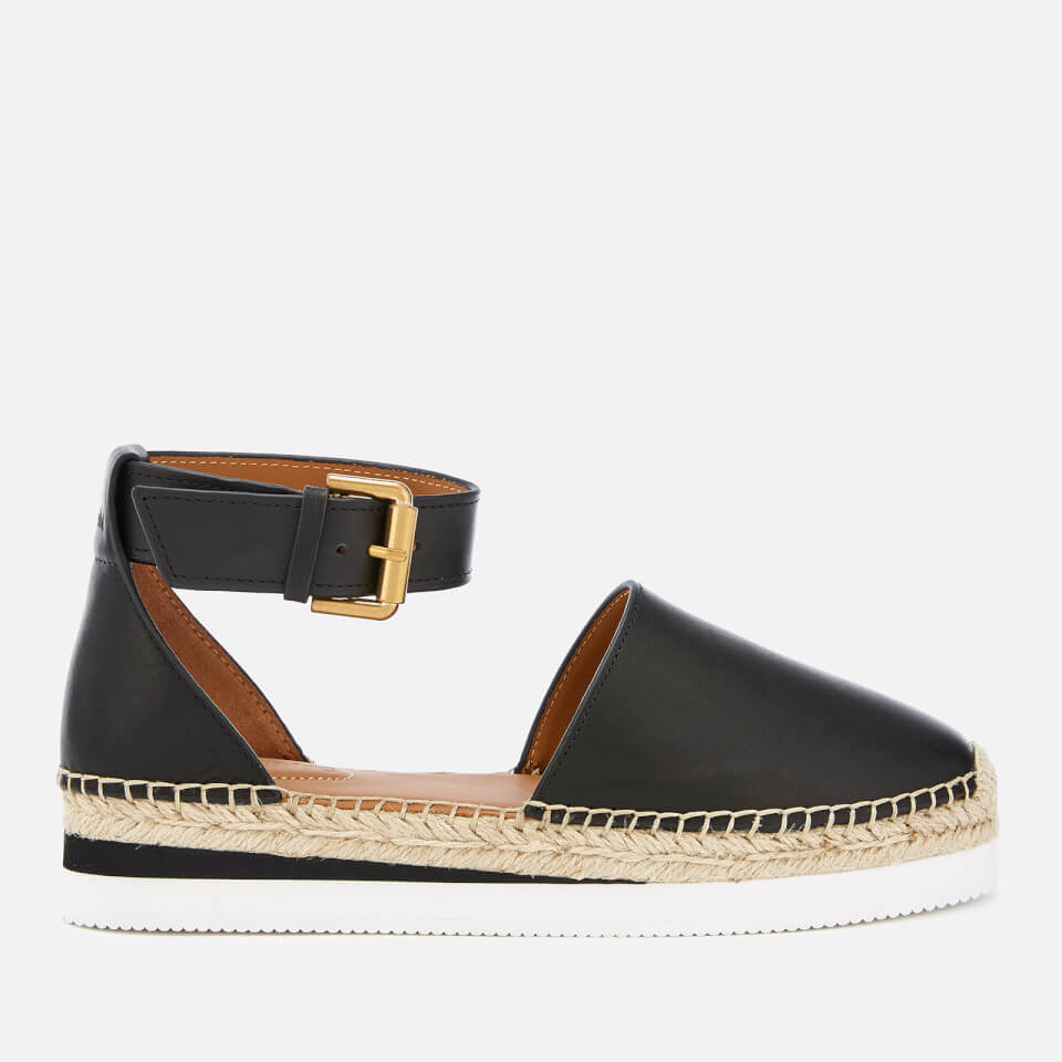 See by Chloé Women's Glyn Leather Espadrille Flat Sandals - Black