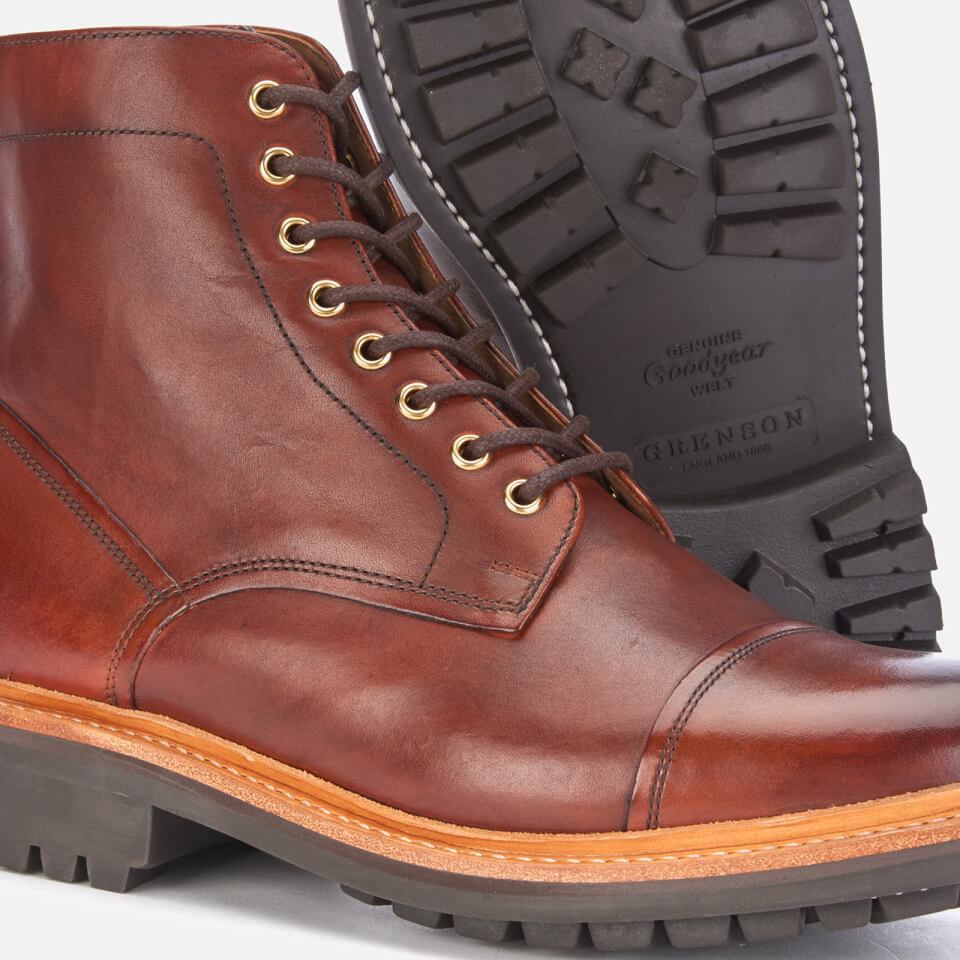 Grenson Men s Joseph Hand Painted Leather Lace Up Boots Tan Allsole
