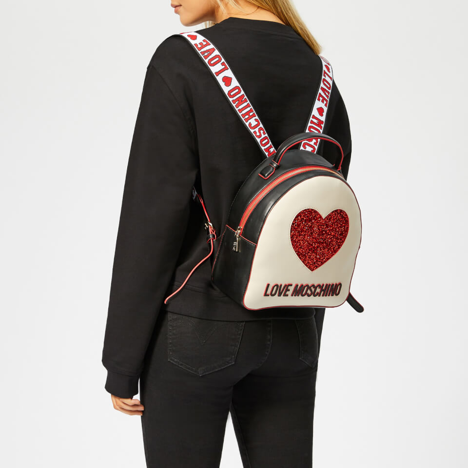 Love Moschino Women's Sequin Heart Backpack - White