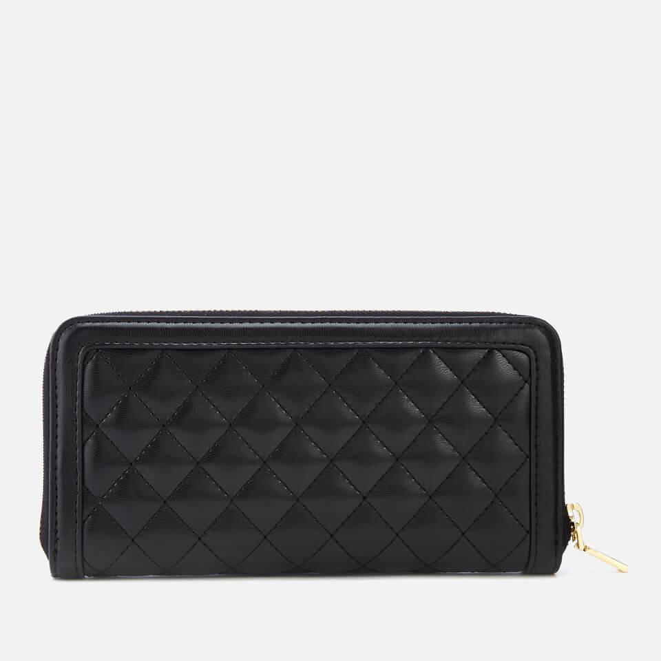 Love Moschino Women's Large Zip Around Quilted Wallet - Black