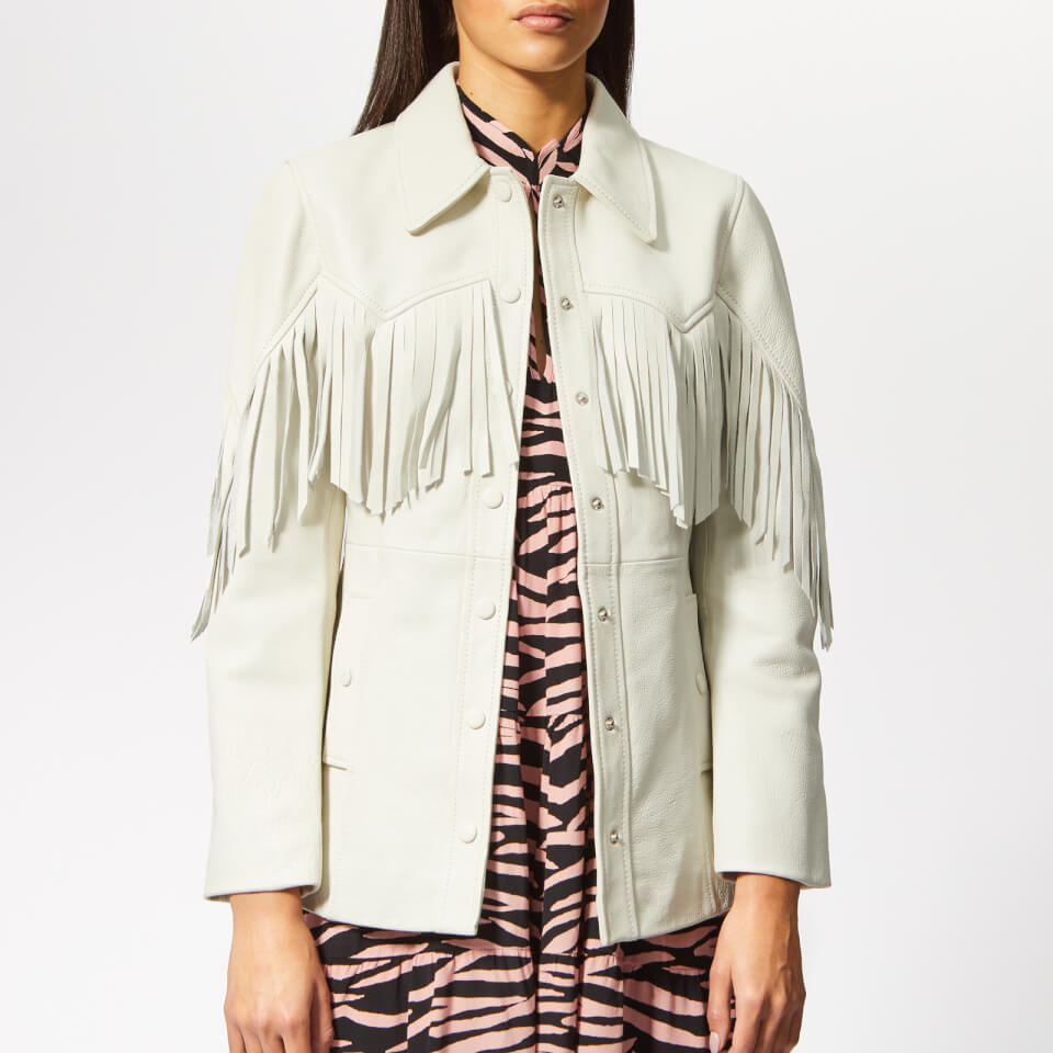 Ganni Women s Angela Leather Jacket Egret Coggles