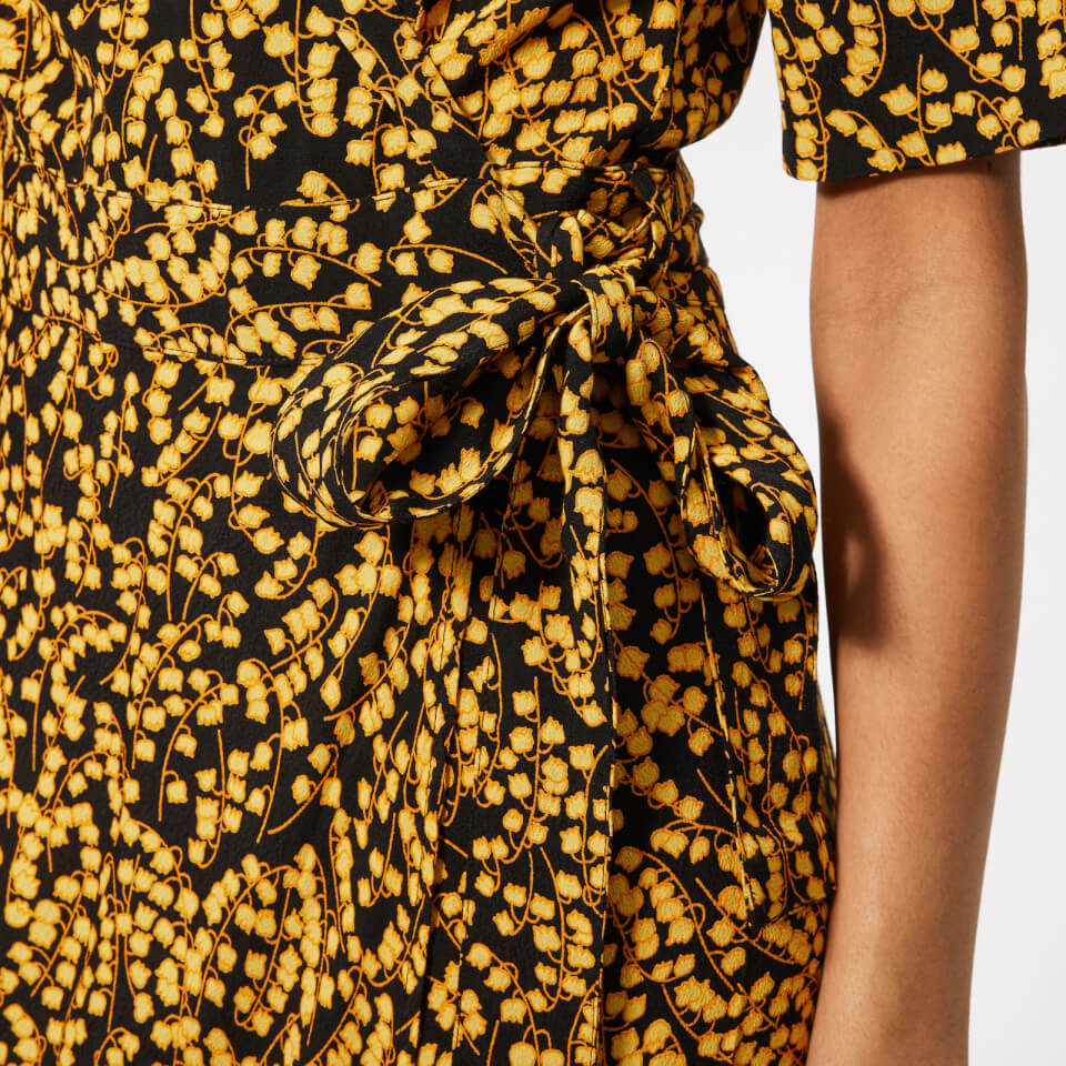 Ganni goldstone crepe wrap dress new arrivals