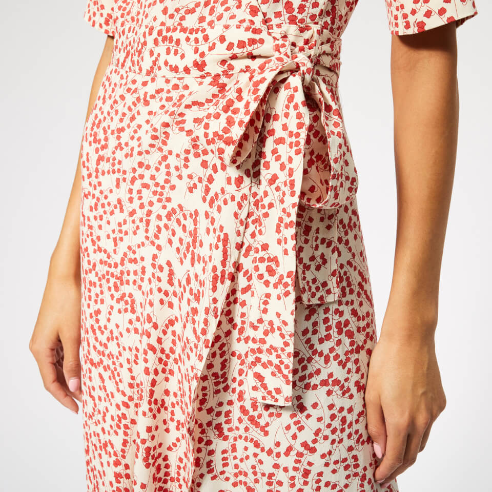 Ganni goldstone crepe wrap online dress