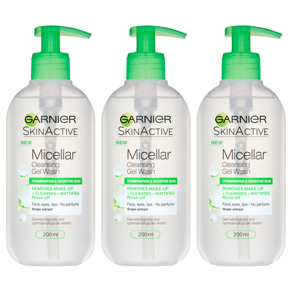 Garnier Micellar Gel Face Wash and Makeup Remover for Combination Skin 200ml (Pack of 3)