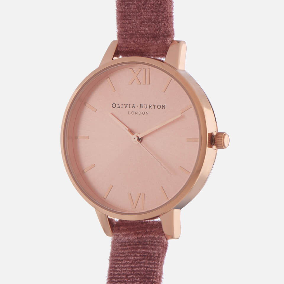 Olivia Burton Women's Sunray Dial Velvet Watch - Rose & Rose Gold