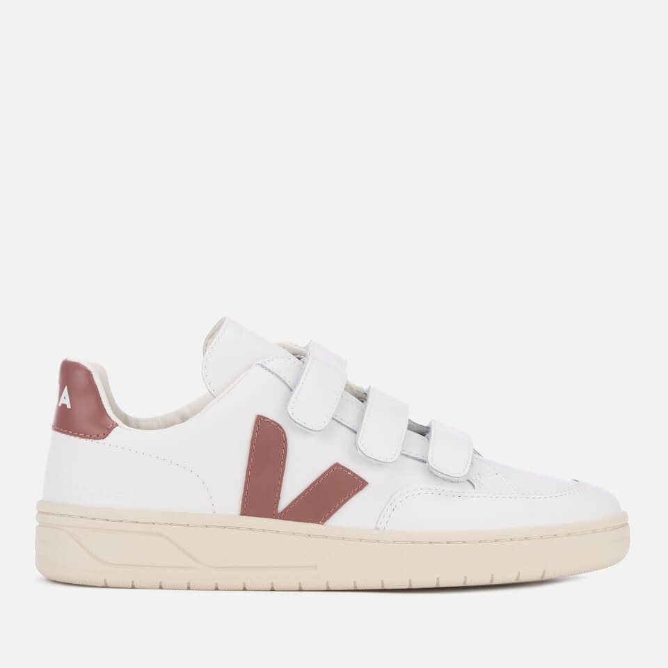 Veja Women's V-12 Velcro Leather Trainers - Extra White/Dried Petal