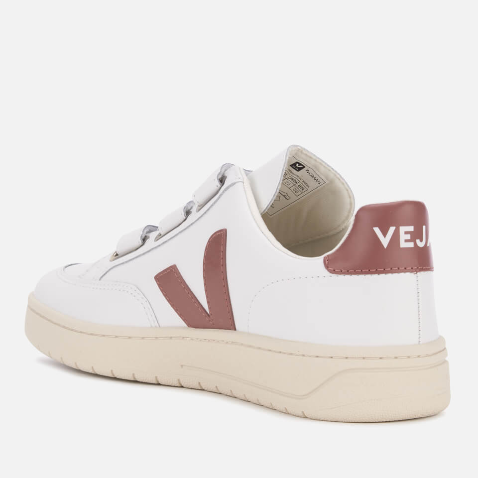 Veja Women's V-12 Velcro Leather Trainers - Extra White/Dried Petal