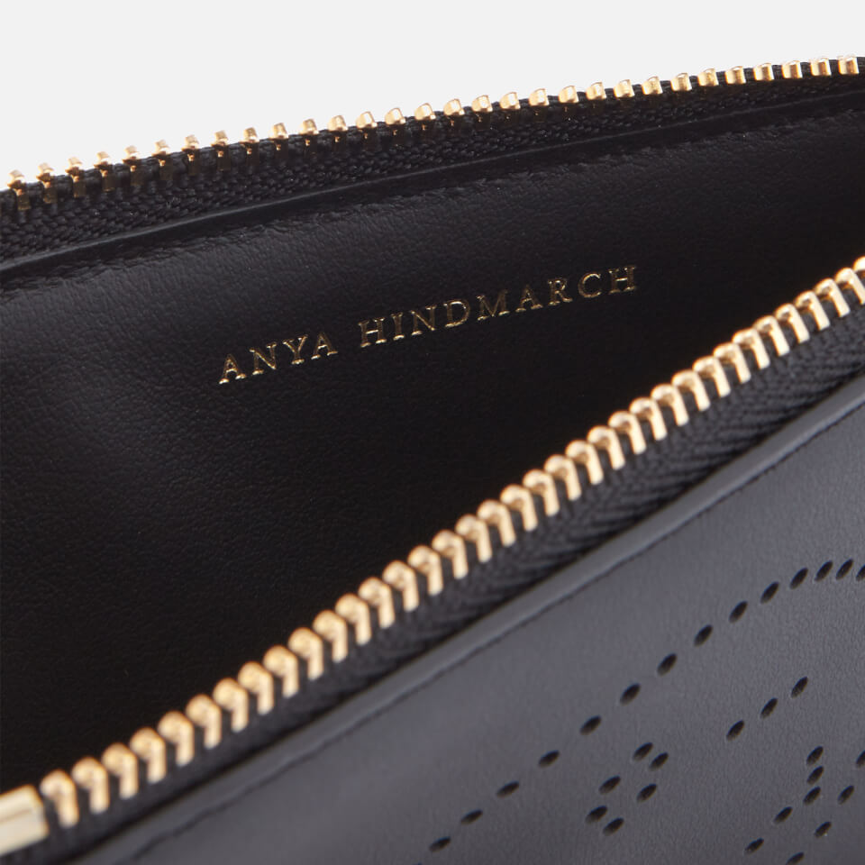 Anya Hindmarch Women's Wink Face Zipped Card Key Case - Black