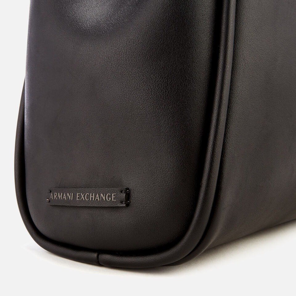 Armani Exchange Women's Medium Shopper Tote Bag with Logo Flap - Black